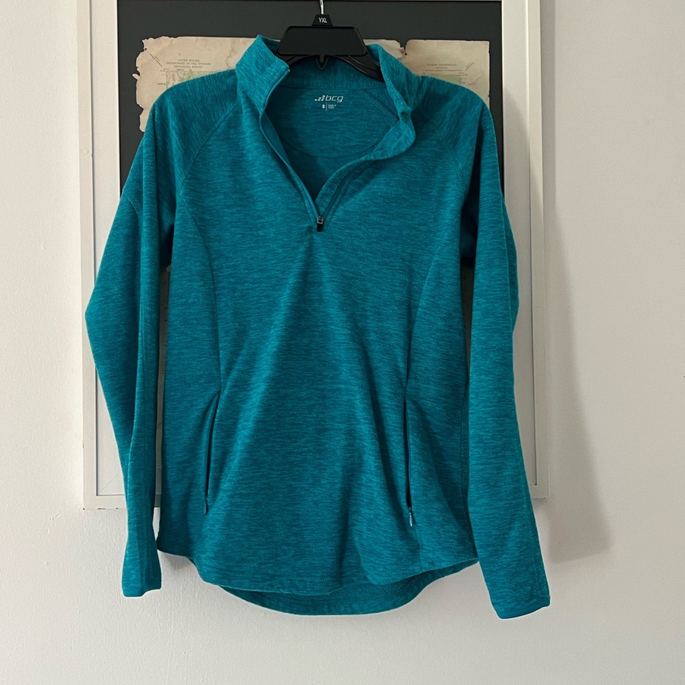 BCG Blue Fitted Long Sleeve Polo Top